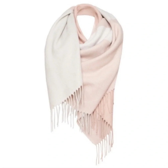 Soia & Kyo • Light Pink & Cream Colorblocked Open Poncho W/ Scarf Hem OS - Picture 3 of 8